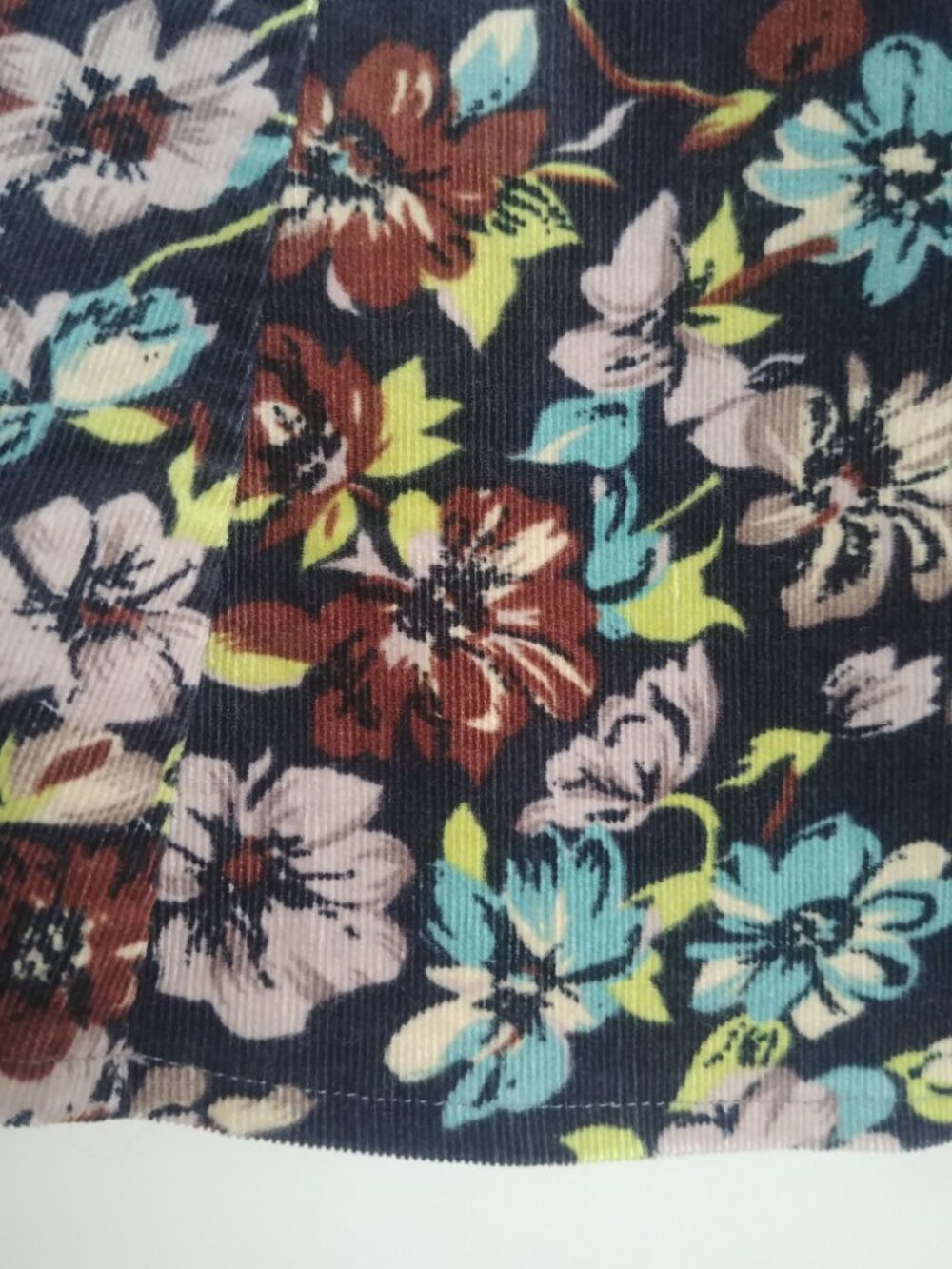 Vintage United Colors of Benetton corduroy flower trumpet skirt approx Medium - Picture 3 of 14